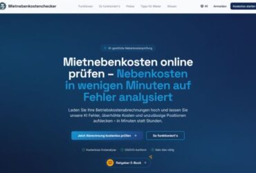 Die Startseite vom Mietnebenkostenchecker von qrpage-webdesign